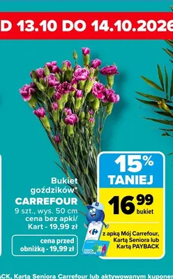 Bukiet goździków Carrefour promocja w Carrefour