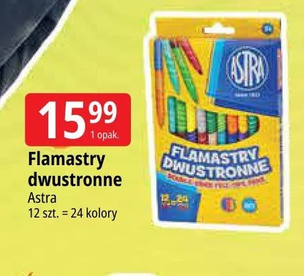 Flamastry dwustronne Astra 12 sztuk promocja w Leclerc