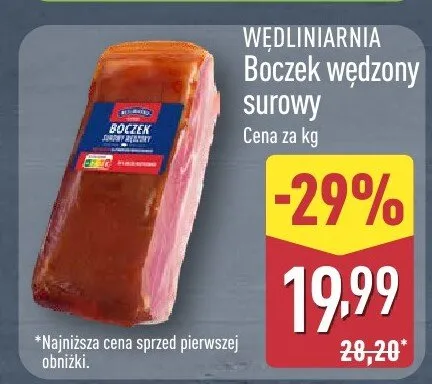 Boczek wędzony surowy promocja w Aldi
