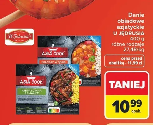 Danie obiadowe azjatyckie Kurczak w sosie Asia Cook U Jędrusia promocja w Carrefour
