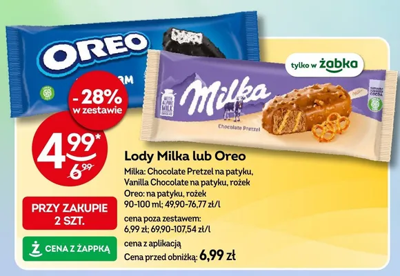 Lody Milka Vanilla Chocolate na patyku promocja w Żabka
