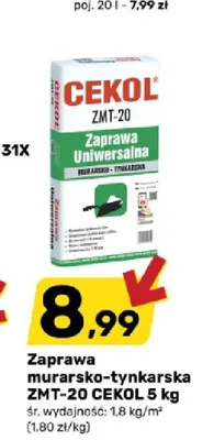 Zaprawa murarsko-tynkarska Cekol ZMT-20 promocja w Bricomarche