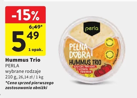 Hummus Trio Perla promocja w Intermarche