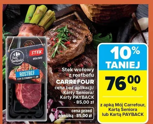 Stek wołowy z rostbefu promocja w Carrefour Market