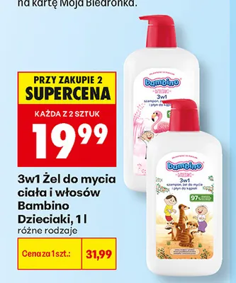 3w1 Żel do mycia ciała i włosów Bambino Dzieciaki promocja w Biedronka