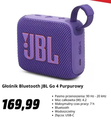 Głośnik Bluetooth JBL Go 4 Purpurowy promocja w Media Markt