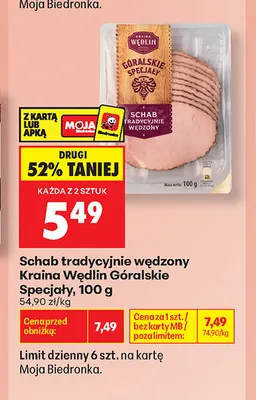 Schab tradycyjnie wędzony Kraina Wędlin Góralskie Specjały promocja w Biedronka