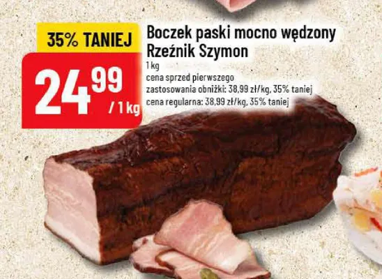 Boczek paski mocno wędzony Rzeźnik Szymon promocja w POLOmarket