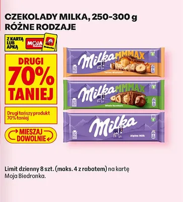 Czekolada mleczna 250-300 g DRUGA -70% promocja w Biedronka