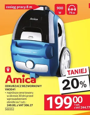 Odkurzacz bezworkowy Amica VM3041 promocja w Selgros