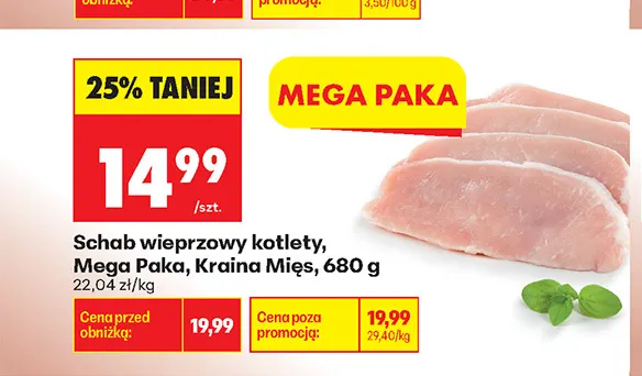 Schab wieprzowy kotlety Mega Paka Kraina Mięs promocja w Biedronka