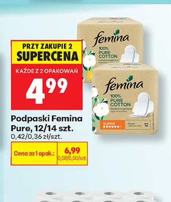 Podpaski Femina Pure 14 szt. promocja w Biedronka