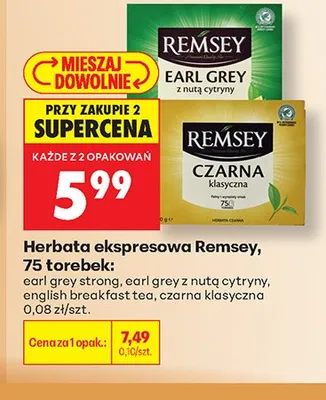 Herbata ekspresowa Remsey Earl Grey Strong promocja w Biedronka