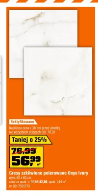 Gres szkliwiony polerowany Onyx Ivory promocja w OBI