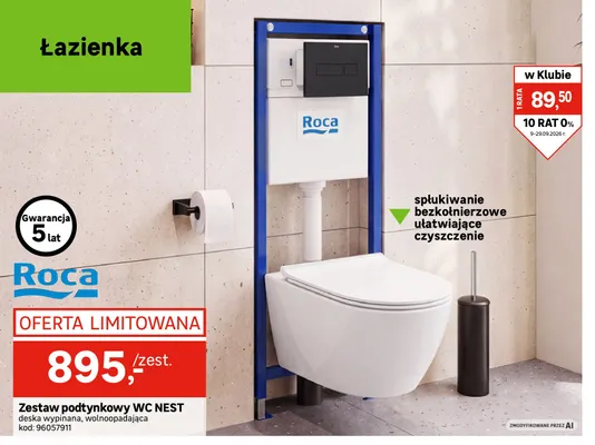 Zestaw podtynkowy Wc Nest deska wypinana wolnoopadająca Roca promocja w Leroy Merlin