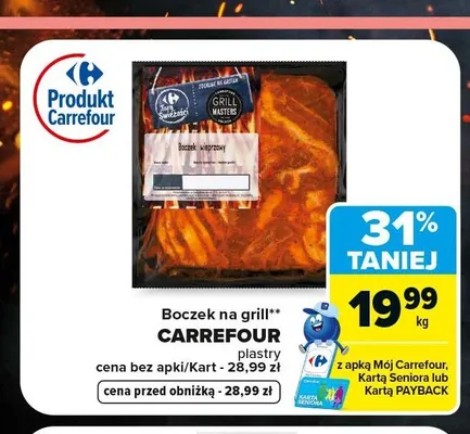 Boczek na grill Carrefour plastry promocja w Carrefour