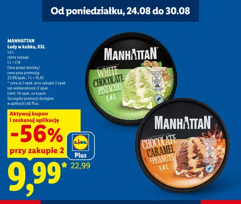 Lody Manhattan White Chocolate Pistachio XXL promocja w Lidl