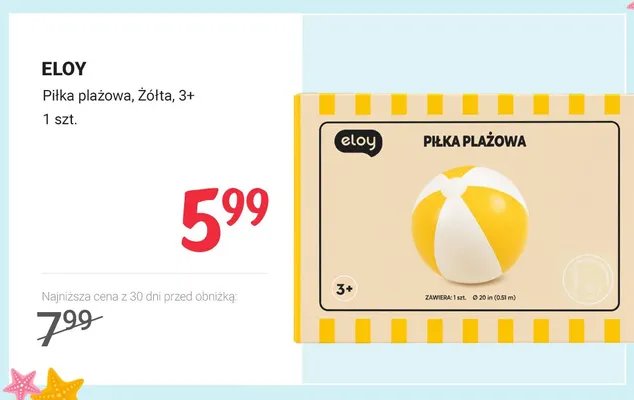 Piłka plażowa ELOY żółta promocja w Rossmann
