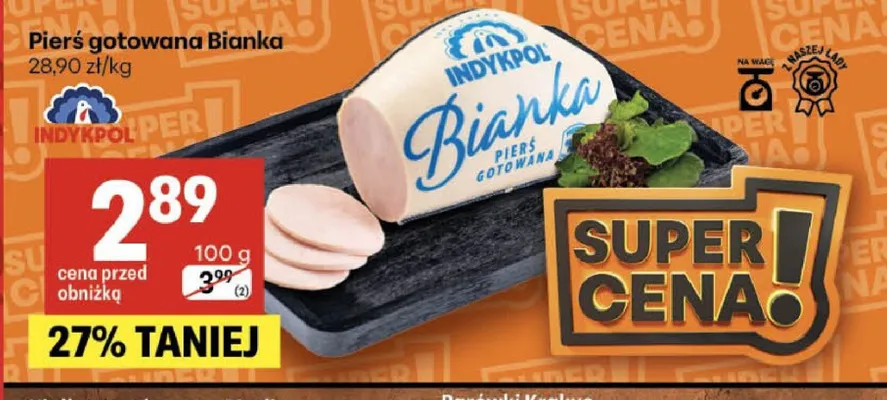 Pierś gotowana Bianka Indykpol promocja w Delikatesy Centrum