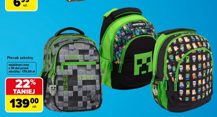 Plecak szkolny Minecraft promocja w Carrefour