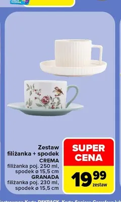 Zestaw filiżanka + spodek Crema promocja w Carrefour Market