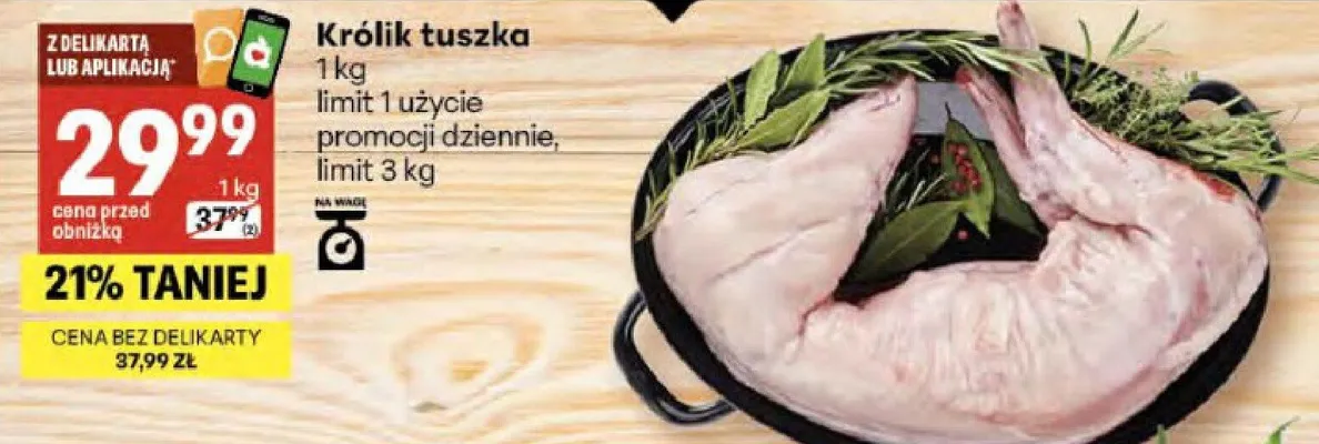 Królik tuszka promocja w Delikatesy Centrum