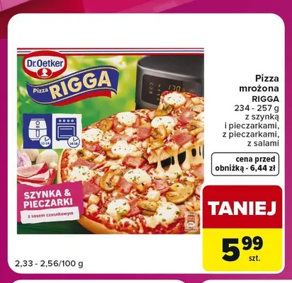 Pizza mrożona Rigga z szynką i pieczarkami Dr.Oetker promocja w Carrefour Market