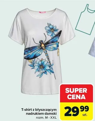 T-shirt z błyszczącym nadrukiem damski rozm. M-XXL promocja w Carrefour