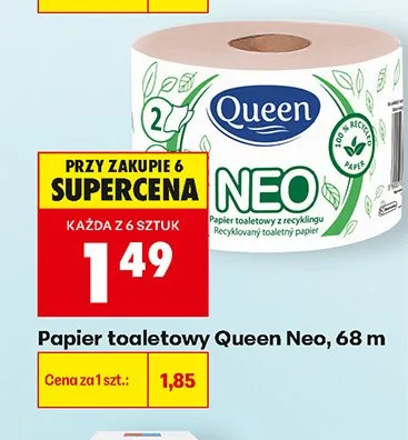Papier toaletowy Queen Neo 68 m promocja w Biedronka