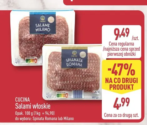 Salami włoskie Spianata Romana Cucina promocja w Aldi