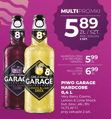 Piwo Garage Hardcore Very Berry Cosmo, Lemon & Lime Shock promocja w Duży Ben