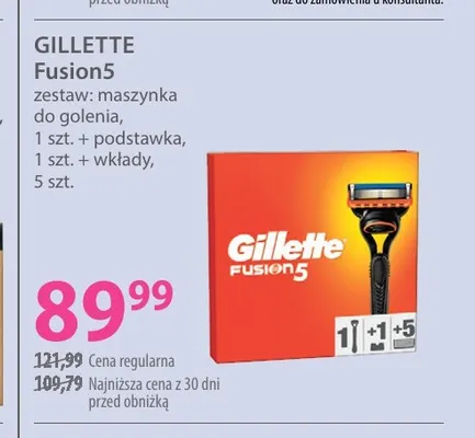 Zestaw maszynka do golenia + podstawka + wkłady Gillette Fusion5 promocja w Hebe