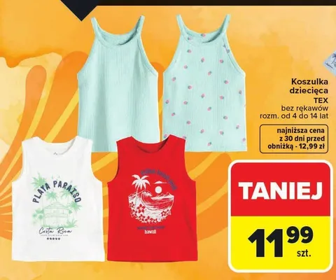 Koszulka dziecięca TEX bez rękawów promocja w Carrefour