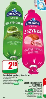 Serdelek topiony Lactima z szynką promocja w Dino