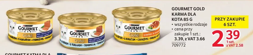 Karma dla kota Gourmet Gold mus z tuńczykiem promocja w Selgros