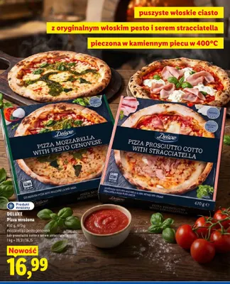Pizza mrożona mozzarella z pesto genovese Deluxe promocja w Lidl