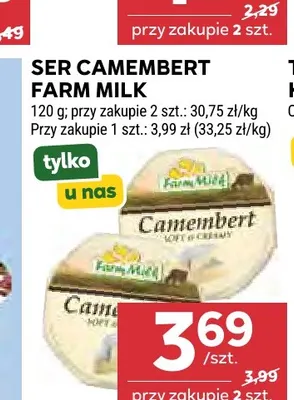 Ser camembert Farm Milk promocja w Stokrotka