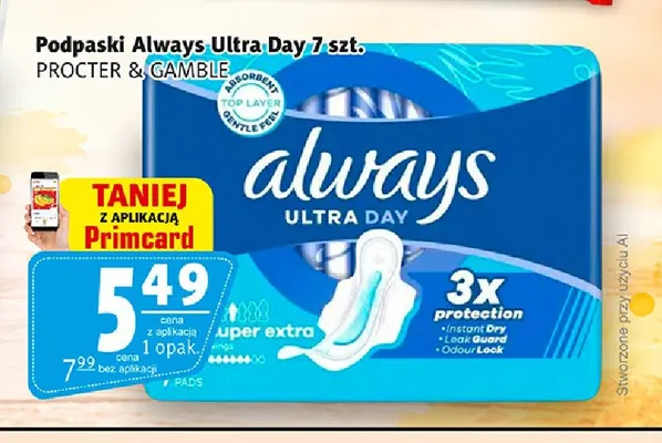 Podpaski Always Ultra Day promocja w Prim Market