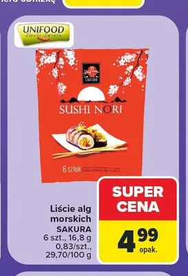 Liście alg morskich Sakura Sushi Nori promocja w Carrefour