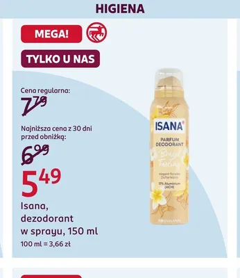 Isana dezodorant w sprayu promocja w Rossmann