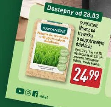 Nawóz do trawnika o długotrwałym działaniu Gardenline promocja w Aldi