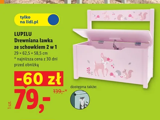 Drewniana ławka ze schowkiem 2 w 1 Lupilu promocja w Lidl