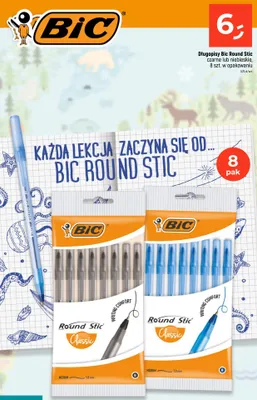 Długopisy Bic Round Stic niebieskie 8-pak promocja w Dealz