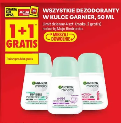 Dezodorant w kulce Garnier Mineral 6-in-1 Protection promocja w Biedronka