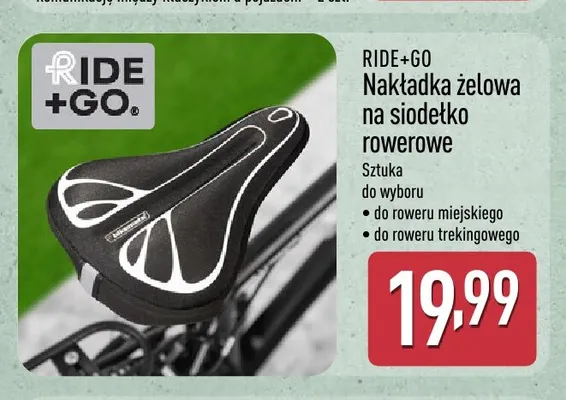 Nakładka żelowa na siodełko rowerowe do roweru miejskiego Ride+Go promocja w Aldi