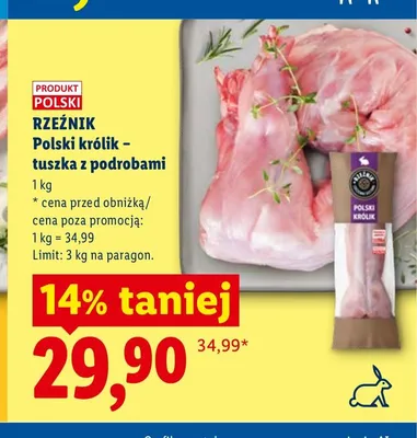 Polski królik tuszka z podrobami Rzeźnik promocja w Lidl