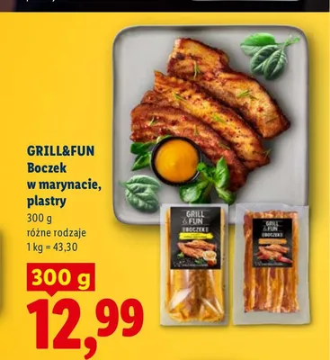 Boczek w marynacie plastry Grill&Fun promocja w Lidl