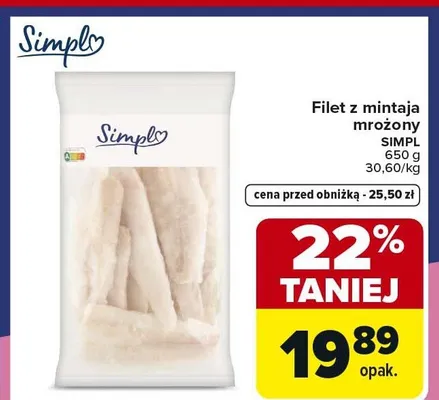 Filet z mintaja mrożony promocja w Carrefour