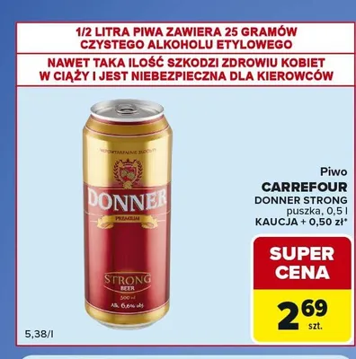 Piwo Donner Strong promocja w Carrefour Express