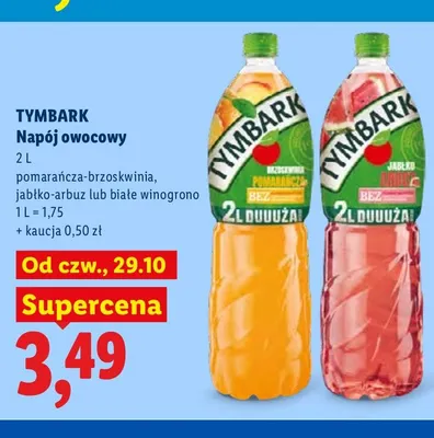 Napój owocowy białe winogrono Tymbark promocja w Lidl